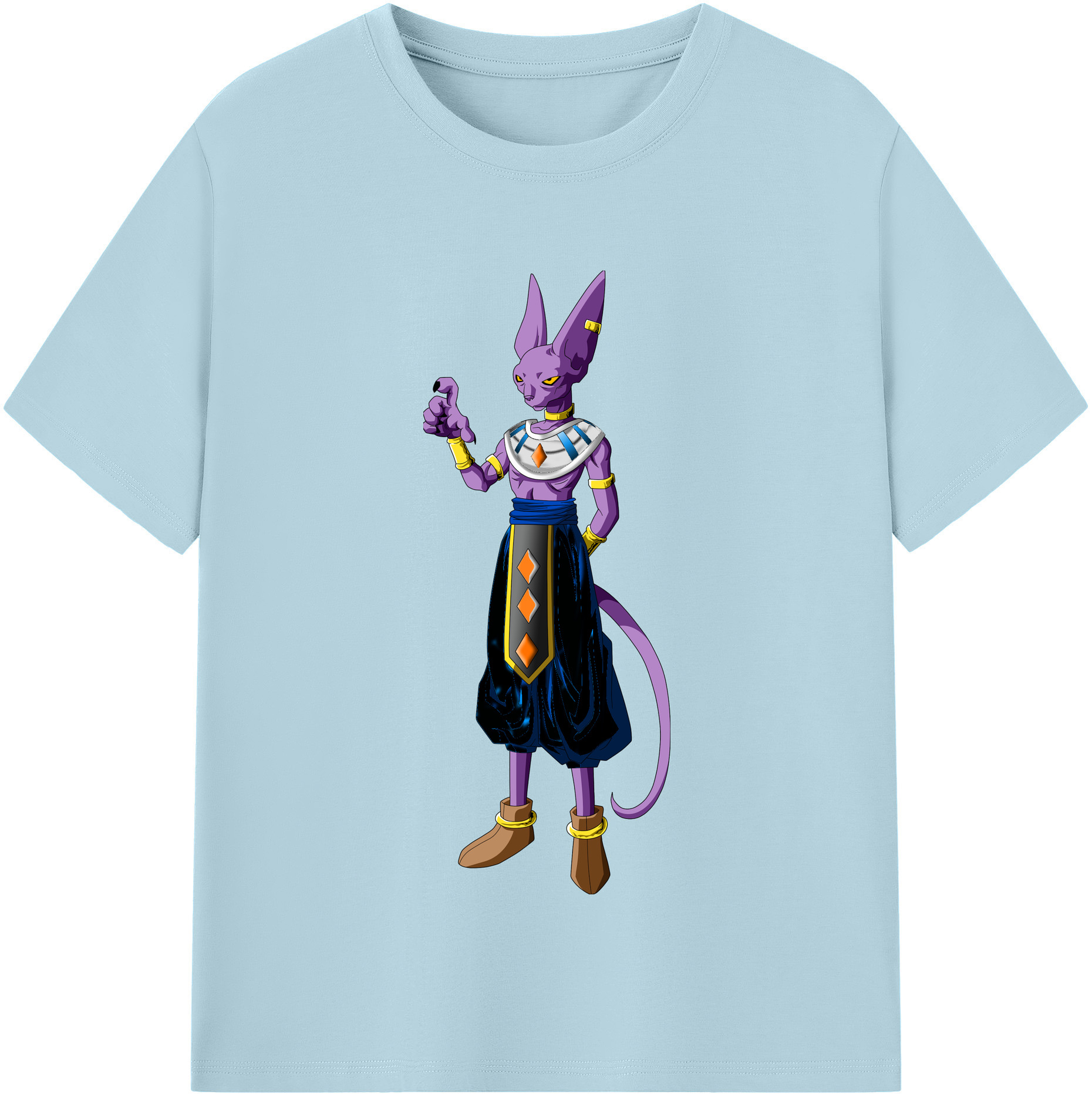 （画像用） ドラゴンボール ビルス 破壊神ビルス DRAGON BALL Beerus Birusu 綿100％半袖Tシャツ（フロントプリント）